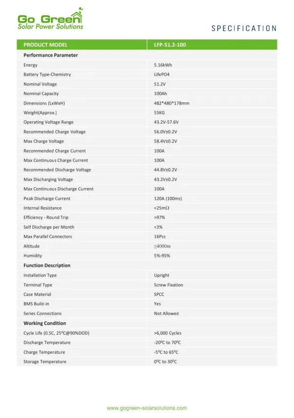 باتری لیتیومی 51.2 ولت Go Green باتری لیتیومی 51.2 ولت Go Green